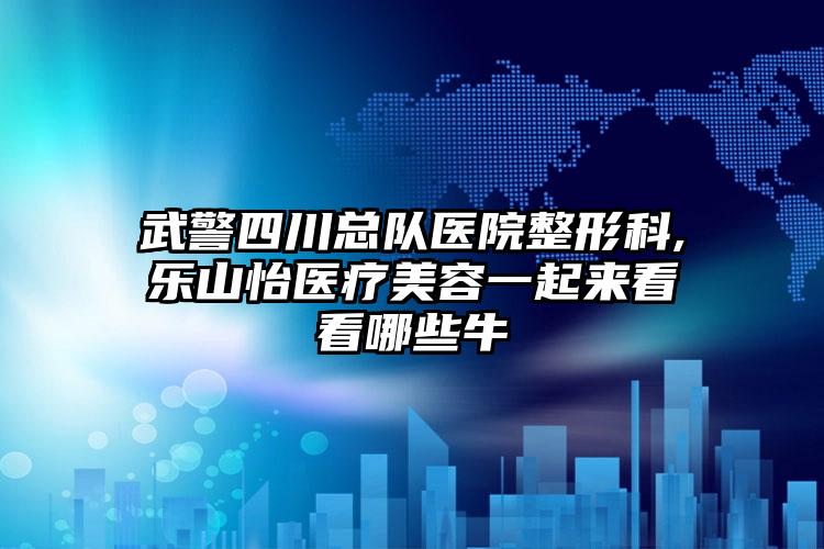 武警四川总队医院整形科,乐山怡医疗美容一起来看看哪些牛